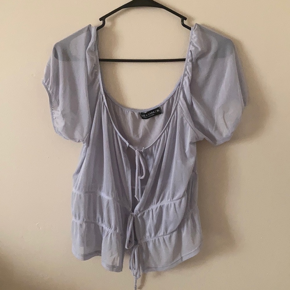 Vintage sheer, periwinkle blue blouse for layering